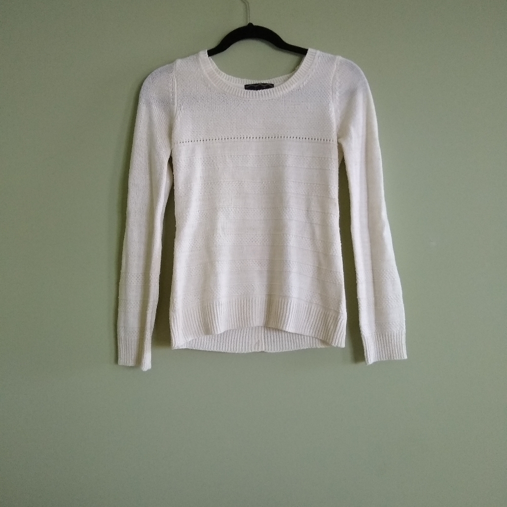 Small Pink Rose Cream Sweater